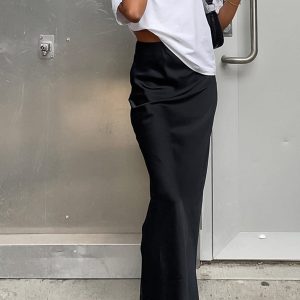Utility Satin Maxi Skirt
