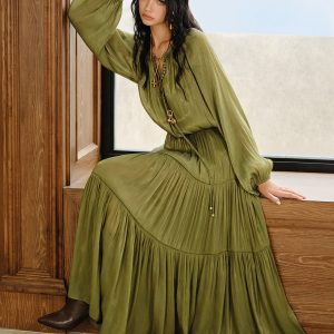 Tiered Maxi Dress Set with Liner