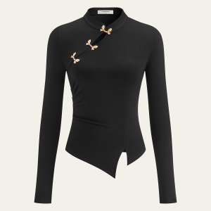 Asymmetric Metal Butterfly Detail Top