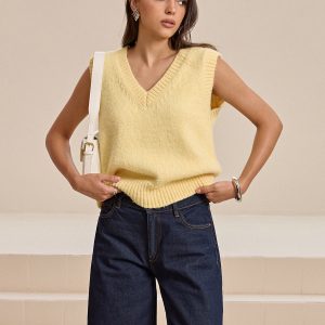 V-Neck Wool-Blend Knitted Vest