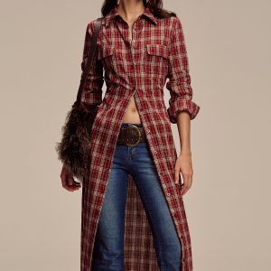 Plaid Button Front Shirt Dress