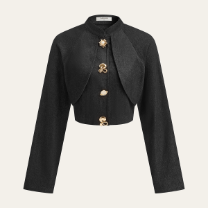 Metal Detail Cropped Denim Jacket