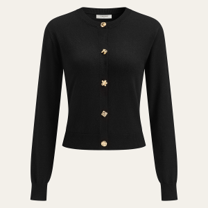 Wool Blend Metal Button Cardigan