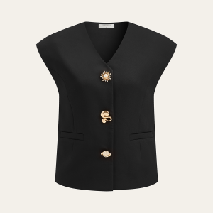 Metal Detail Cap Sleeve Vest