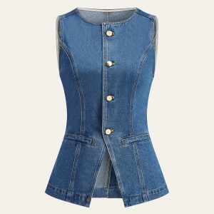 Button-Front Denim Vest