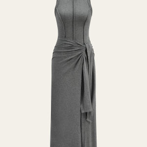 Sleeveless Mock Neck Midi Dress