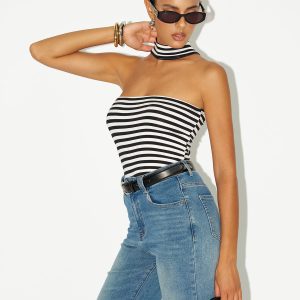 Striped Reversible Halter Neck Top