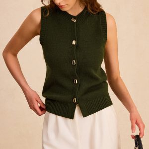 Metal Button Knit Vest