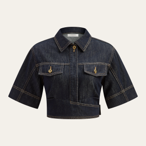 Short Sleeve Cropped Denim Top