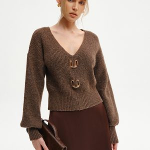 Wool-Blend V-Neck Sweater