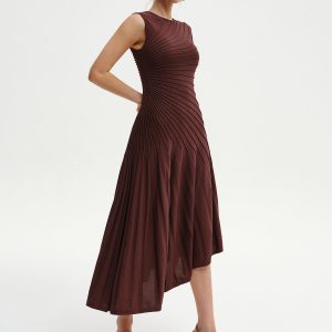 Sleeveless Asymmetric Midi Sweater Dress