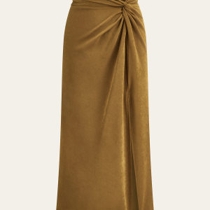 Twist Front Slit Midi Skirt
