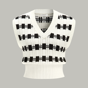 V-neck Plaid Sweater Vest
