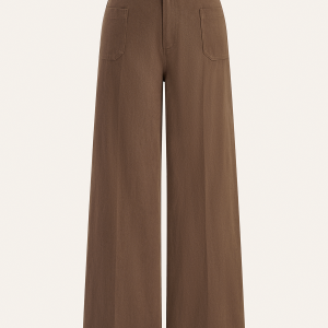 Cotton Mid-Waist Wide-Leg Pants