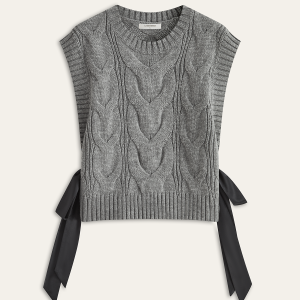 Dual-Sided Bow Cable-Knit Vest