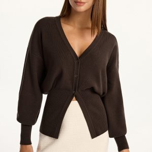 Split Hem V-Neck Cardigan