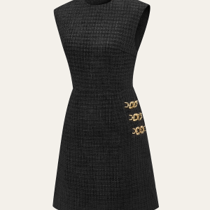 Chain Detail Tweed Sleeveless Mini Dress