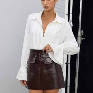 Pleated Bell Sleeve Shirt