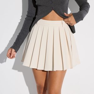 Mid-Waist Pleated Mini Skirt