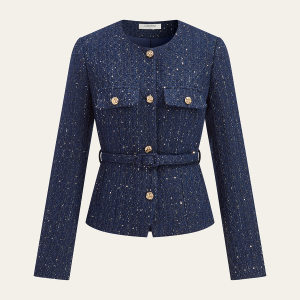Metallic Button Tweed Jacket