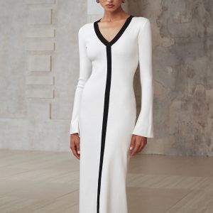 Contrast Trim Knit Maxi Dress