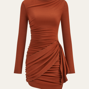 Ruched Long Sleeve Bodycon Dress