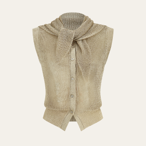 Knit Sleeveless Vest with Scarf