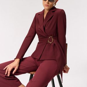 Metal Buckle Asymmetric Blazer