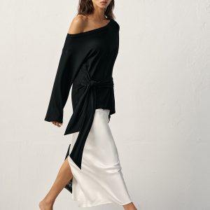 Off-Shoulder Long Sleeve T-Shirt