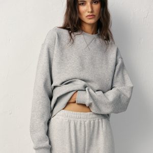 Cotton Blend Crew Neck Sweatshirt
