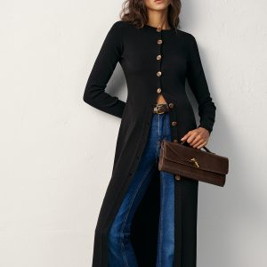 Button-Front Maxi Knit Cardigan Dress