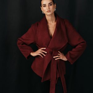 Wool Blend Belted Wrap Coat