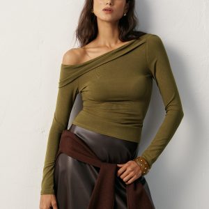 One-Shoulder Long Sleeve T-Shirt