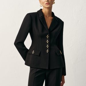 Cross-Shaped Button Blazer