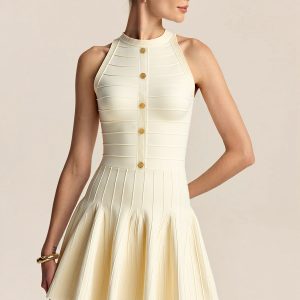 Halter Neck Backless Sweater Dress
