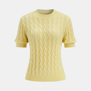 Cable Knit Short Sleeve Sweater