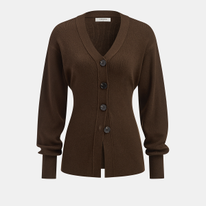 Wool-Blend V-Neck Button-Down Cardigan