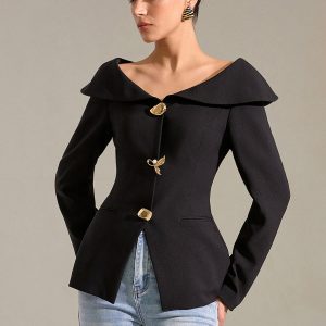 Large Lapel Off-Shoulder Blazer