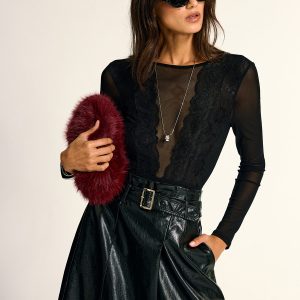 Long Sleeve Sheer Lace Mesh Bodysuit