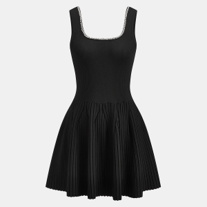Rhinestone-Embellished Slim Fit Mini Dress