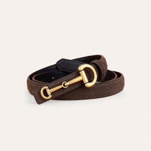 Horsebit Buckle Suede Effect Thin Belt