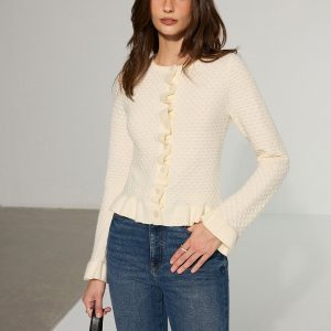 Textured Ruffle Knit Top