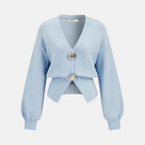 Metal Shell Split Hem Knit Cardigan