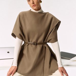 Belted Long Cloak Top