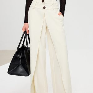 Double Waistband Layered Wide-Leg Pants