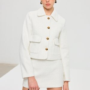 Tweed Lapel Jacket and Mini Skirt Set