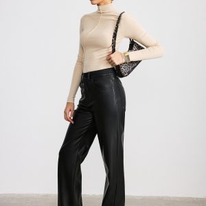 Seam Detail Turtleneck Slim T-Shirt