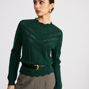 Scalloped Edge Openwork Knit Sweater