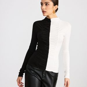 Two-Tone Ruched T-Shirt