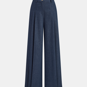 Mid-Waisted Pleated Wide-Leg Pants